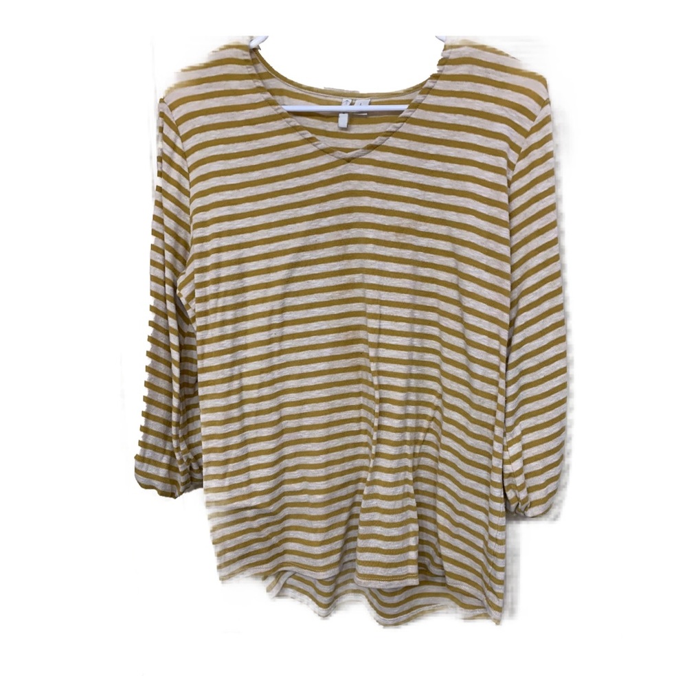 Cato Mustard yellow and white striped shirt